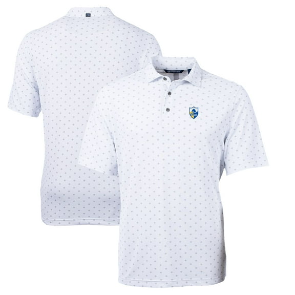 Men's Cutter & Buck White Los Angeles Chargers Throwback Logo Virtue Eco Pique Tile Recycled Polo
