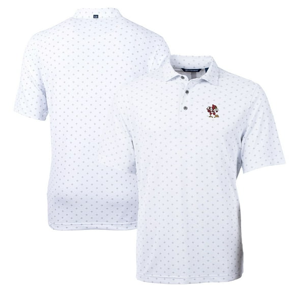 Men's Cutter & Buck White Louisville Cardinals Team Big & Tall Virtue Eco Pique Tile Print Polo