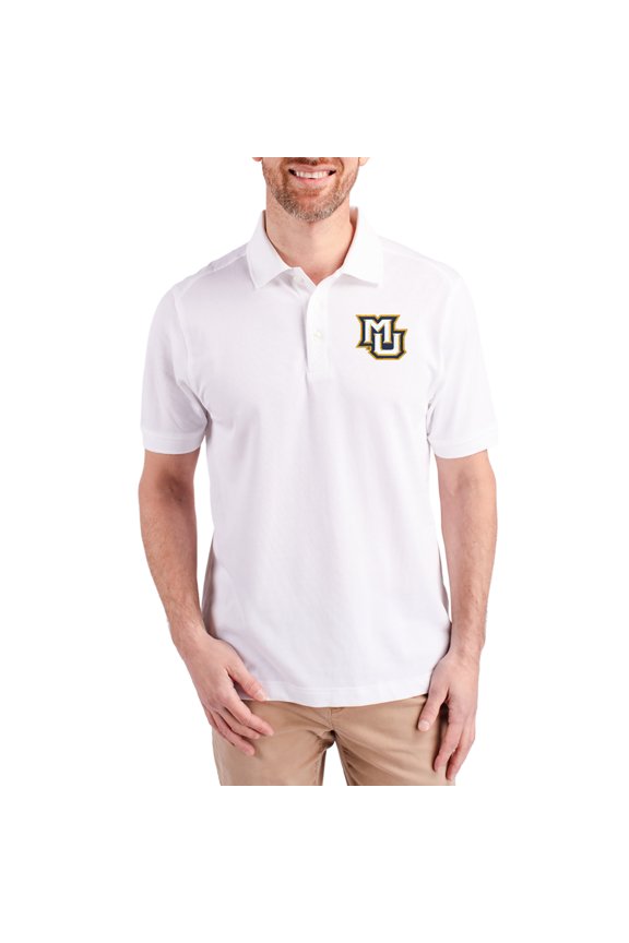 Men's Cutter & Buck White Marquette Golden Eagles Advantage Eco Pique Tri-Blend Polo
