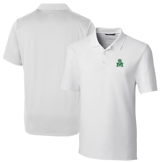 Men's Cutter & Buck White Marshall Thundering Herd Logo Big & Tall Forge Stretch Polo