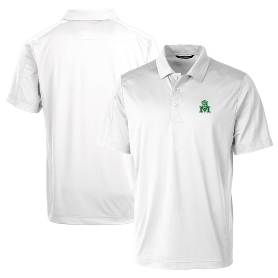 Men's Cutter & Buck White Marshall Thundering Herd Team Logo Big & Tall Prospect Textured Stretch Polo