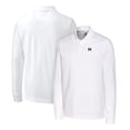 thumbnail image 1 of Men's Cutter & Buck White Michigan Wolverines Advantage Tri-Blend Pique Long Sleeve Polo, 1 of 3