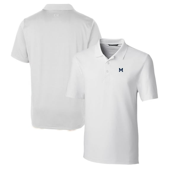 Men's Cutter & Buck White Michigan Wolverines Forge Stretch Polo