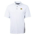 thumbnail image 1 of Men's Cutter & Buck White Michigan Wolverines Virtue Eco Pique Tile Print Polo, 1 of 1