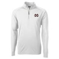 thumbnail image 1 of Men's Cutter & Buck White Mississippi State Bulldogs Adapt Eco Knit Quarter-Zip Pullover Jacket, 1 of 1