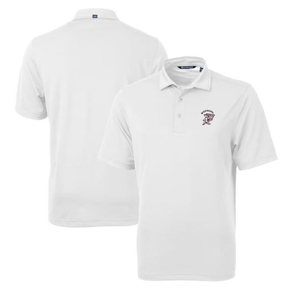 Men's Cutter & Buck White Mississippi State Bulldogs Team Big & Tall Virtue Eco Pique Recycled Polo