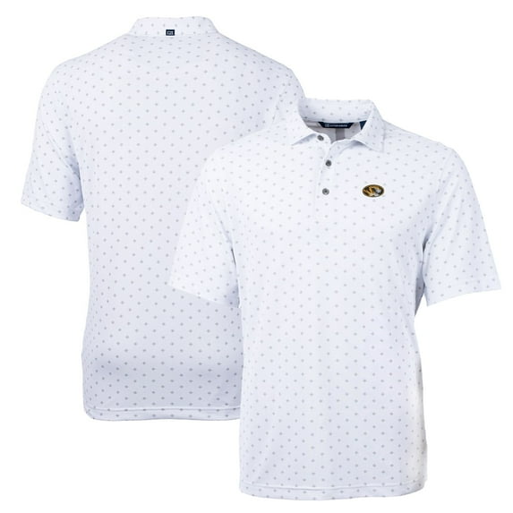 Men's Cutter & Buck White Missouri Tigers Big & Tall Virtue Eco Pique Tile Print Recycled Polo
