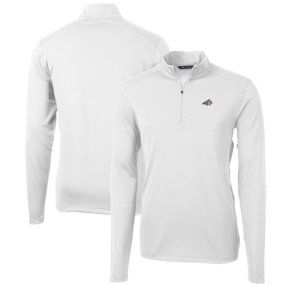 Men's Cutter & Buck White Montana State Bobcats Big & Tall Virtue Eco Pique Recycled Quarter-Zip Pullover Top