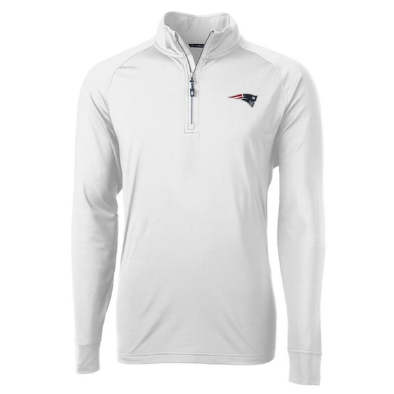 Men's Cutter & Buck White New England Patriots Adapt Eco Knit Quarter-Zip Pullover Jacket