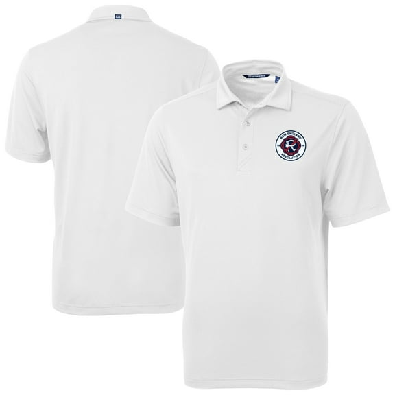 Men's-Cutter & Buck  White New England Revolution Virtue Eco Pique Recycled Polo
