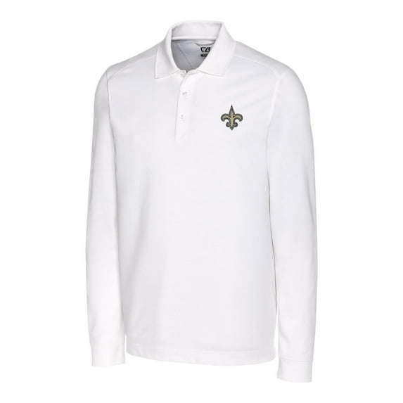 Men's Cutter & Buck White New Orleans Saints Advantage Long Sleeve Polo
