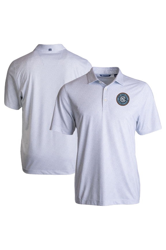 Men's Cutter & Buck White New York City FC Pike Eco Pebble Print Stretch Recycled Polo