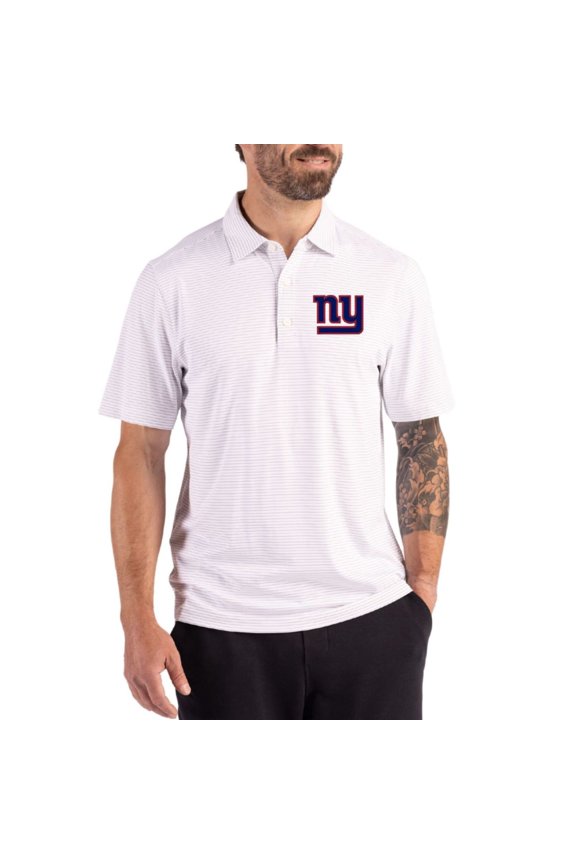 Men's Cutter & Buck White New York Giants Forge Epic Confidence Fine Line Stripe Stretch Recycled Polo