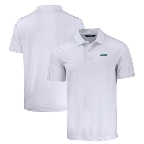 Men's Cutter & Buck White New York Jets Primary Logo Prospect Eco Textured Stretch Recycled Polo