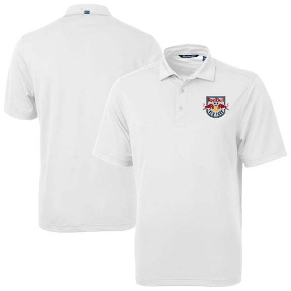 Men's-Cutter & Buck White New York Red Bulls Virtue Eco Pique Recycled Polo