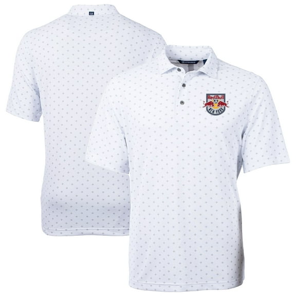 Men's-Cutter & Buck White New York Red Bulls Virtue Eco Pique Tile Print Recycled Polo