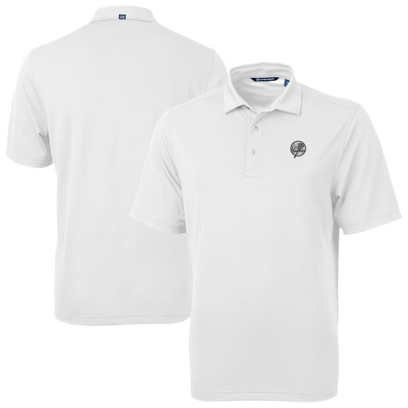 Men's Cutter & Buck White New York Yankees Virtue Eco Pique Recycled Polo