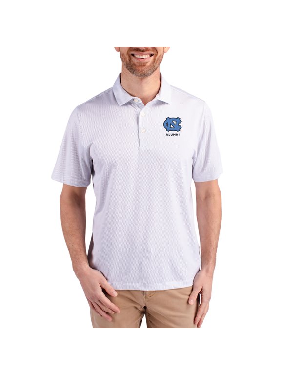Men's Cutter & Buck White North Carolina Tar Heels Alumni Pike Eco Symmetry Print Stretch Recycled Polo