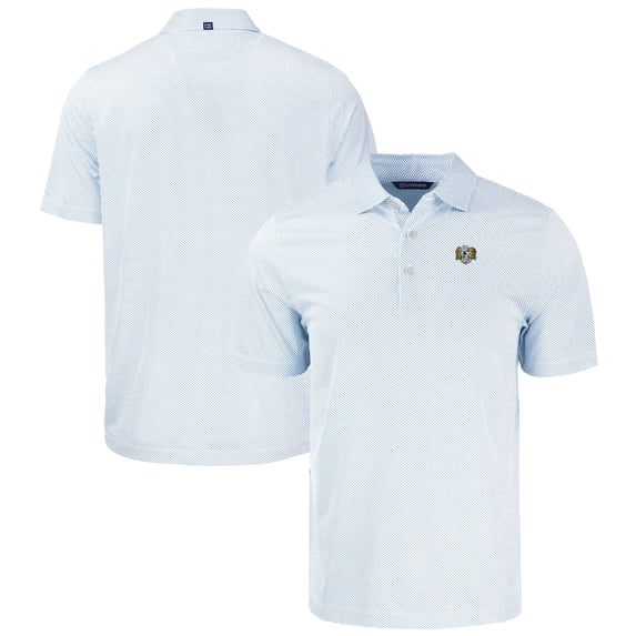 Men's Cutter & Buck White North Carolina Tar Heels Vault Pike Eco Symmetry Print Stretch Recycled Polo