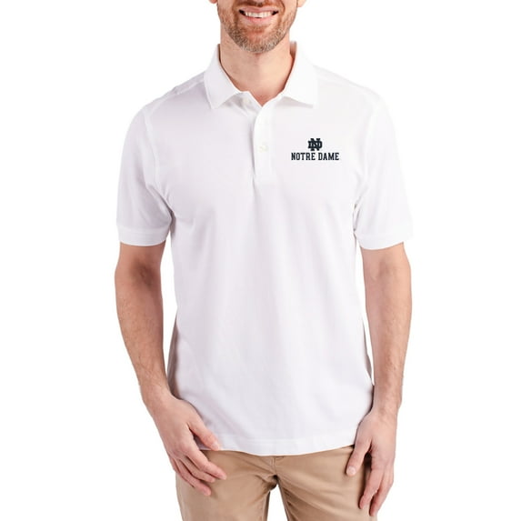 Men's Cutter & Buck White Notre Dame Fighting Irish Advantage Eco Pique Tri-Blend Polo