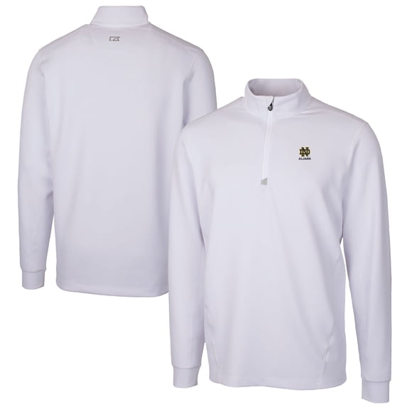 Men's Cutter & Buck White Notre Dame Fighting Irish Alumni Logo Traverse Stretch Quarter-Zip Pullover Top