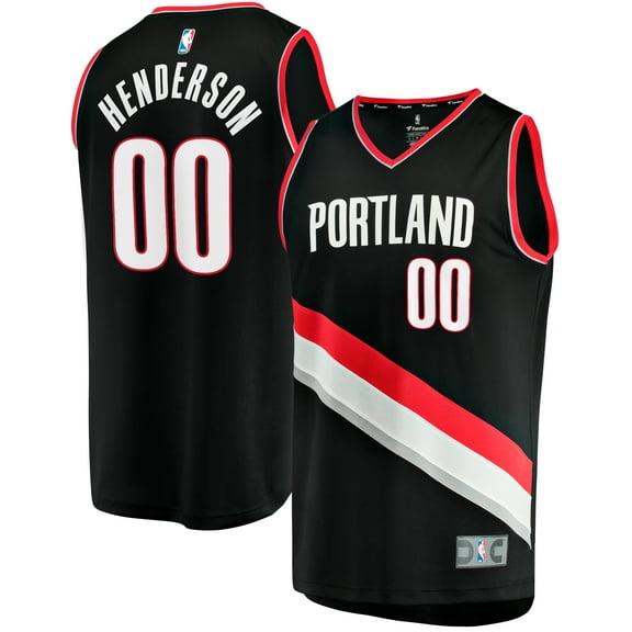 Men's Fanatics Scoot Henderson Black Portland Trail Blazers  Fast Break Replica Jersey - Icon Edition
