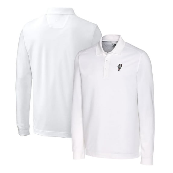 Men's Cutter & Buck White Ohio State Buckeyes Advantage Tri-Blend Pique Long Sleeve Polo