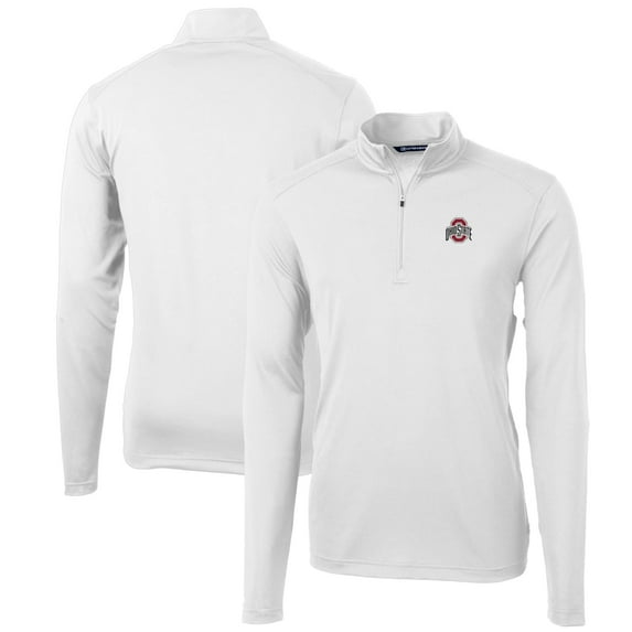 Men's Cutter & Buck White Ohio State Buckeyes Big & Tall Virtue Eco Pique Recycled Quarter-Zip Pullover Top