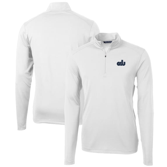 Men's Cutter & Buck White Old Dominion Monarchs Team Big & Tall Virtue Eco Pique Recycled Quarter-Zip Pullover Top
