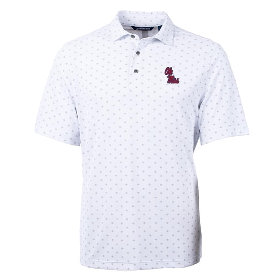Men's Cutter & Buck White Ole Miss Rebels Virtue Eco Pique Tile Print Polo