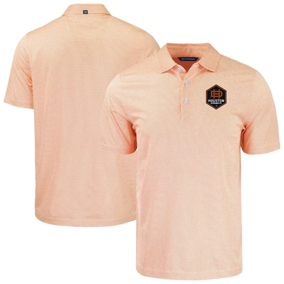 Men's Cutter & Buck White/Orange Houston Dynamo FC Pike Eco Symmetry Print Stretch Recycled Polo