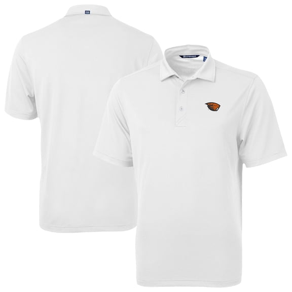 Men's Cutter & Buck White Oregon State Beavers Virtue Eco Pique Recycled Polo
