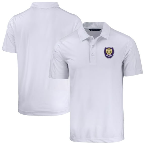 Men's-Cutter & Buck  White Orlando City SC Prospect Eco Textured Stretch Recycled Polo