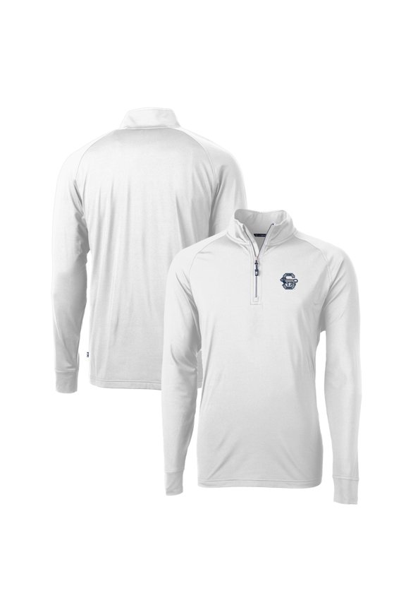Men's Cutter & Buck White Penn State Nittany Lions Adapt Eco Knit Stretch Recycled Quarter-Zip Pullover Top