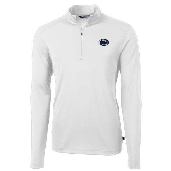Men's Cutter & Buck White Penn State Nittany Lions Virtue Eco Pique Recycled Quarter-Zip Jacket