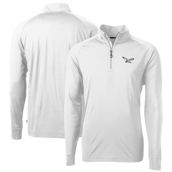 Men's Cutter & Buck White Philadelphia Eagles Eco Knit Stretch Recycled Quarter-Zip Pullover