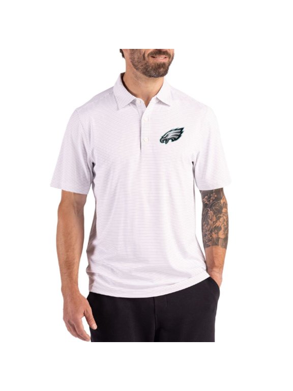 Men's Cutter & Buck White Philadelphia Eagles Forge Epic Confidence Fine Line Stripe Stretch Recycled Polo