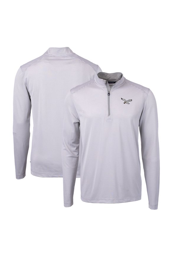 Men's Cutter & Buck White Philadelphia Eagles Gridiron Classics Big & Tall Virtue Eco Pique Micro Stripe Recycled