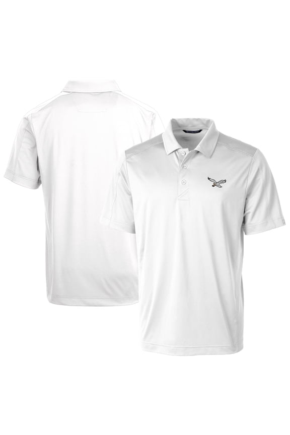 Men's Cutter & Buck White Philadelphia Eagles Textured Stretch Short Sleeve Polo