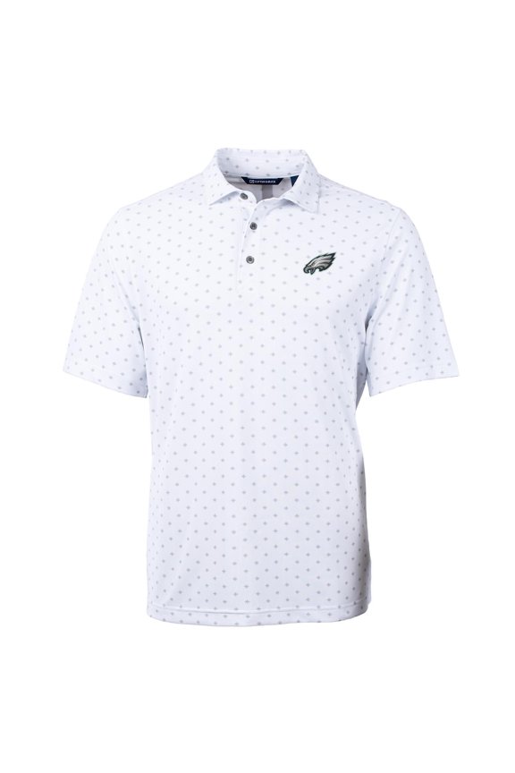 Men's Cutter & Buck White Philadelphia Eagles Virtue Eco Pique Tile Print Polo