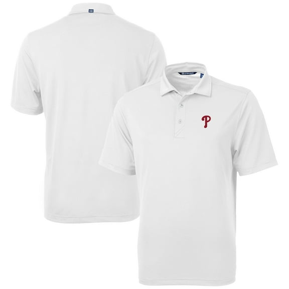 Men's Cutter & Buck  White Philadelphia Phillies Virtue Eco Pique Recycled Polo