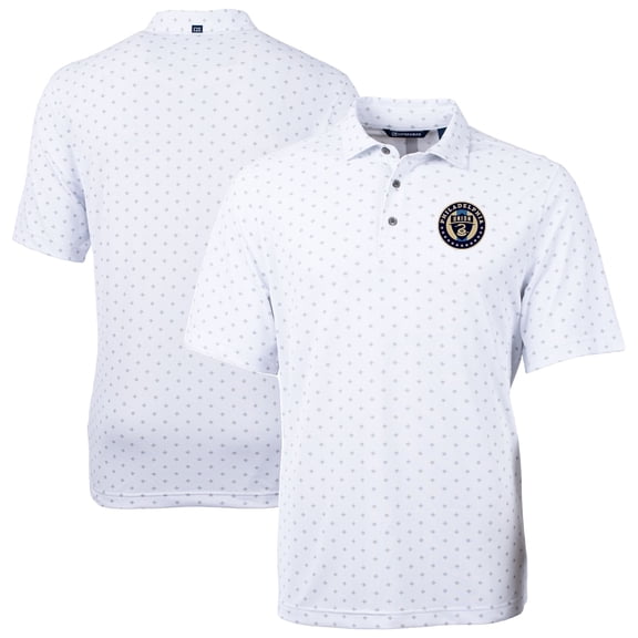 Men's-Cutter & Buck  White Philadelphia Union Big & Tall Virtue Eco Pique Tile Print Recycled Polo