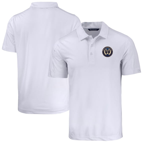 Men's-Cutter & Buck White Philadelphia Union Prospect Eco Textured Stretch Recycled Polo