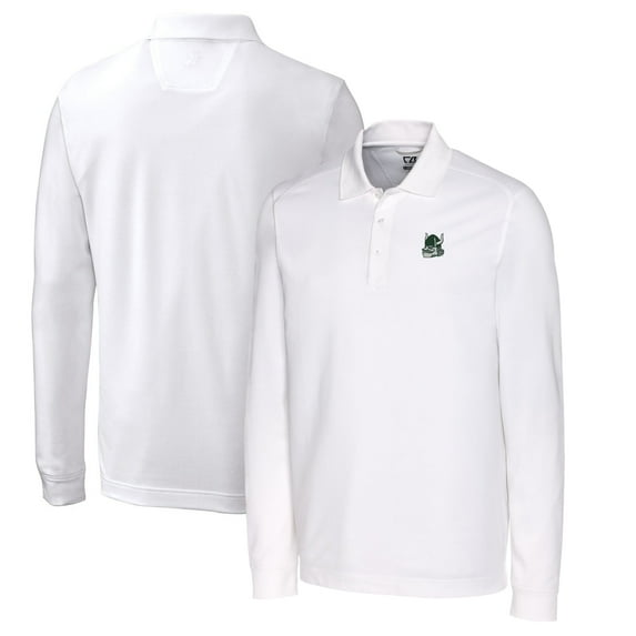 Men's Cutter & Buck White Portland State Vikings Vault Advantage Tri-Blend Pique Big & Tall Long Sleeve Polo