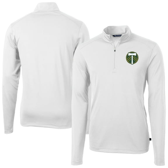 Men's-Cutter & Buck White Portland Timbers Big & Tall Virtue Eco Pique Recycled Quarter-Zip Top