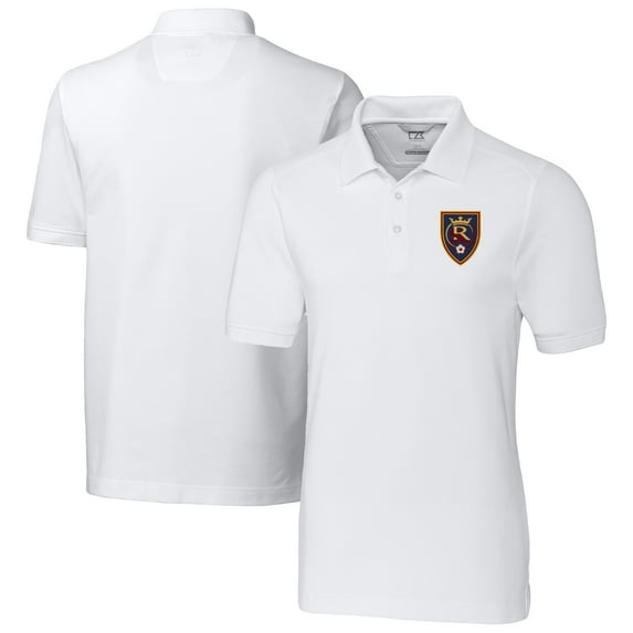 Men's-Cutter & Buck White Real Salt Lake Big & Tall Advantage Eco Tri-Blend Pique Polo