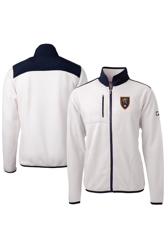 Men's-Cutter & Buck White Real Salt Lake Big & Tall Cascade Eco Sherpa Fleece Full-Zip Jacket