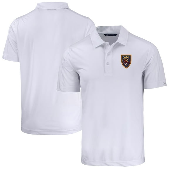 Men's-Cutter & Buck White Real Salt Lake Prospect Eco Textured Stretch Recycled Polo
