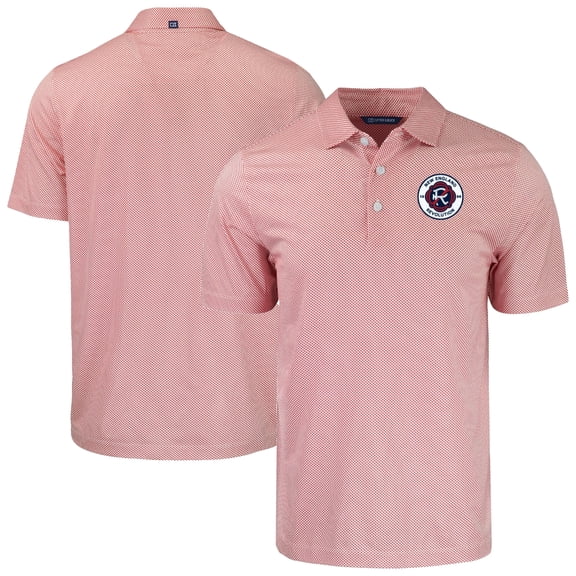 Men's Cutter & Buck White/Red New England Revolution Pike Eco Symmetry Print Stretch Recycled Polo
