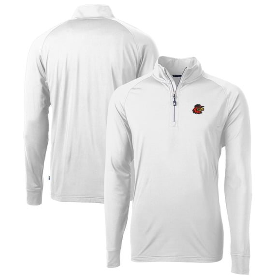 Men's Cutter & Buck White Rochester Red Wings Adapt Eco Knit Stretch Recycled Quarter-Zip Pullover